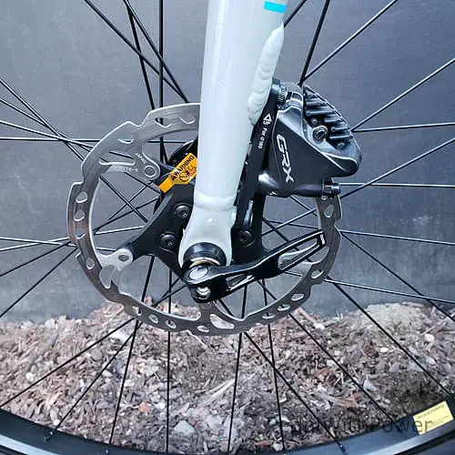 Close up of the front brake on the Diamondback Current 2022