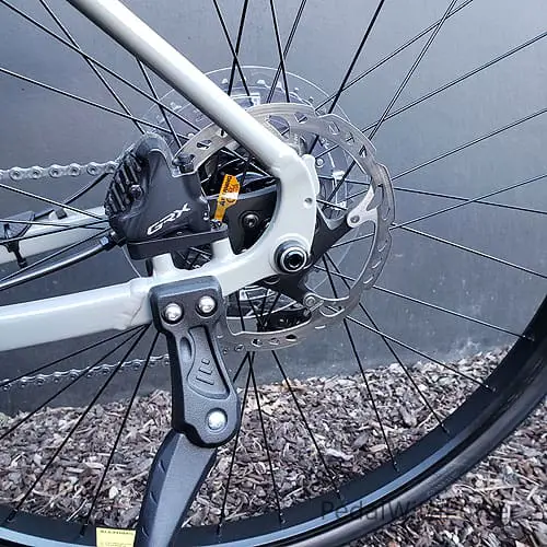 Close up of the rear brake on the Diamondback Current 2022