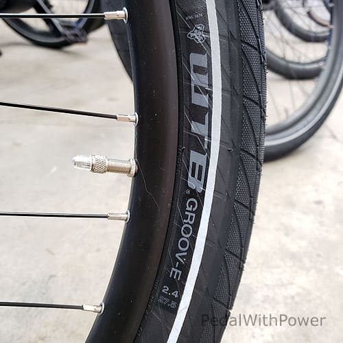 Close up of the tire label on the Haibike Trekking 5 2022