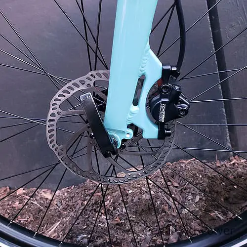 Close up of the front brake on the Izip Vida 2021