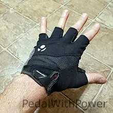 Bontrager fingerless glove on hand from top