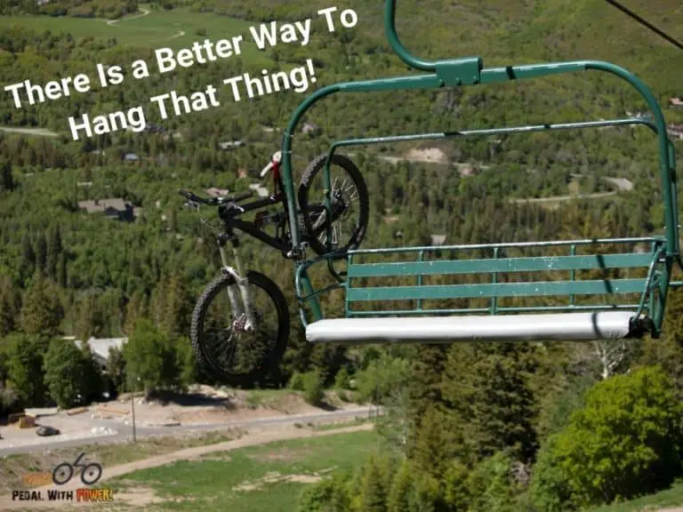 Bike hanging from chair lift